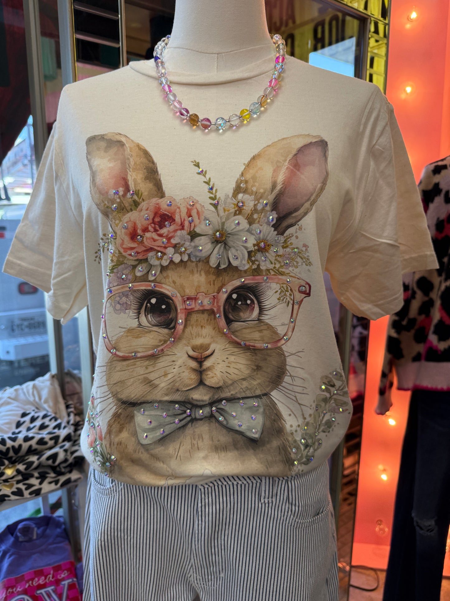 BUNNY WITH PINK GLASSES BDTEE