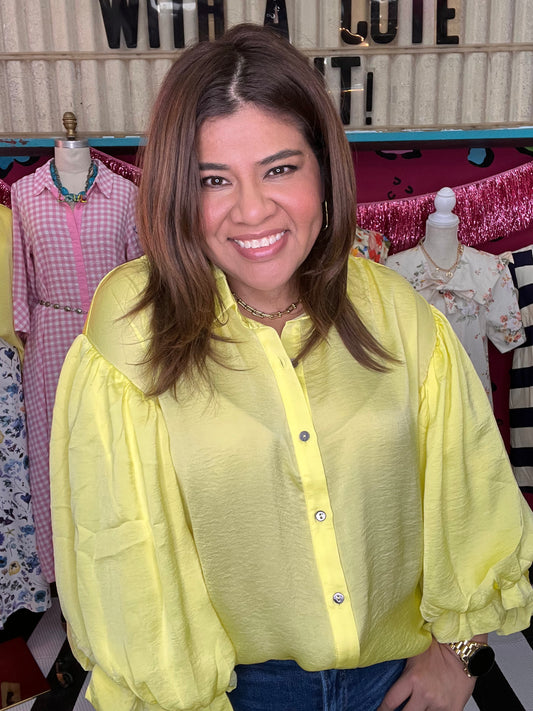 SATIN COLLARED BUTTON DOWN TOP