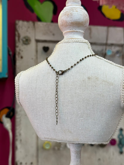 3mm Pyrite Bead Rosary Necklace with Sacred Heart Charm