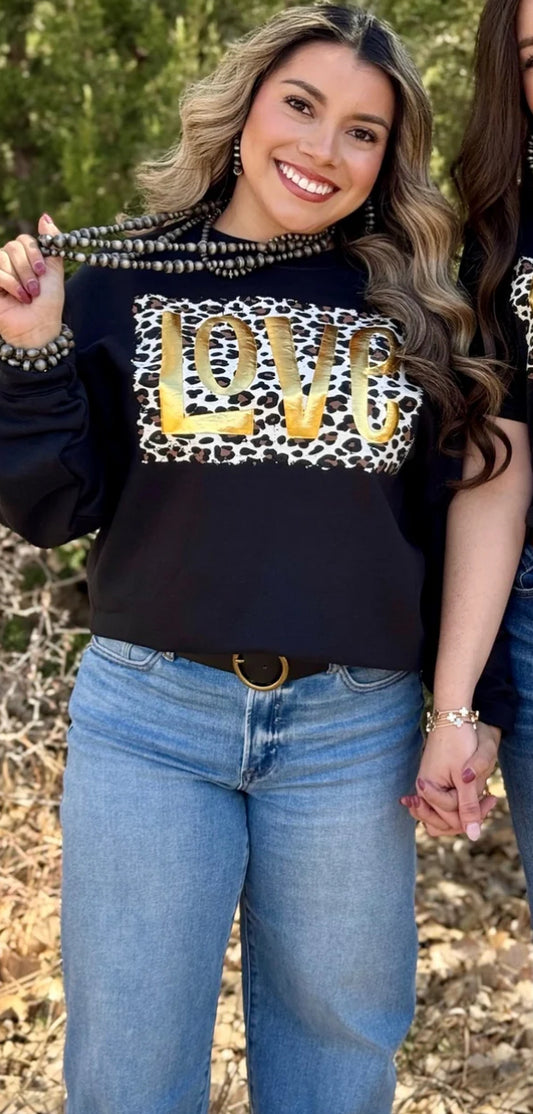 Texas True Threads Leopard Love in Gold Puff Long Sleeve Tee
