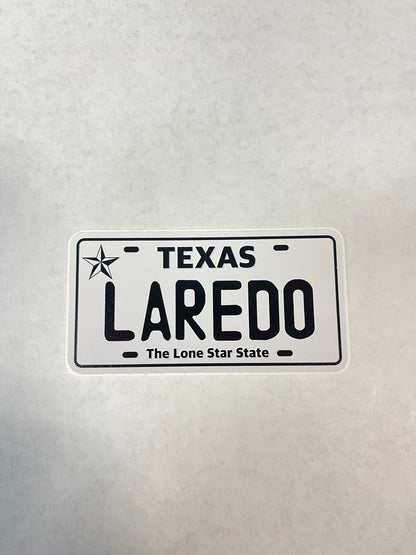 Personalized License Plate Sticker Decal, LAREDO   TEXAS