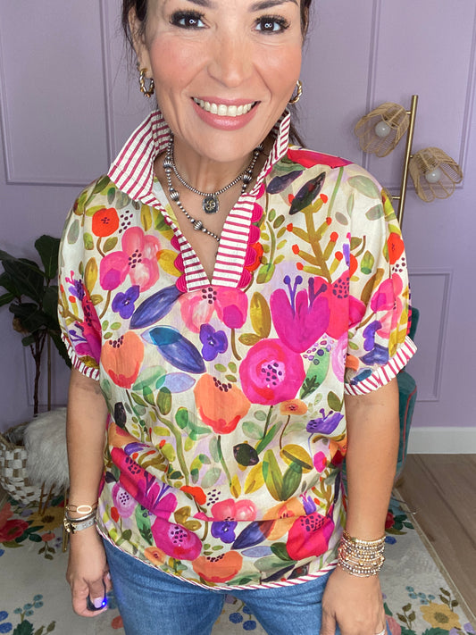 Floral Mock-Neck Top