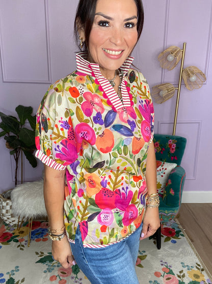 Floral Mock-Neck Top