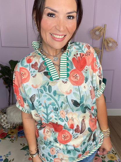 Floral Mock-Neck Top