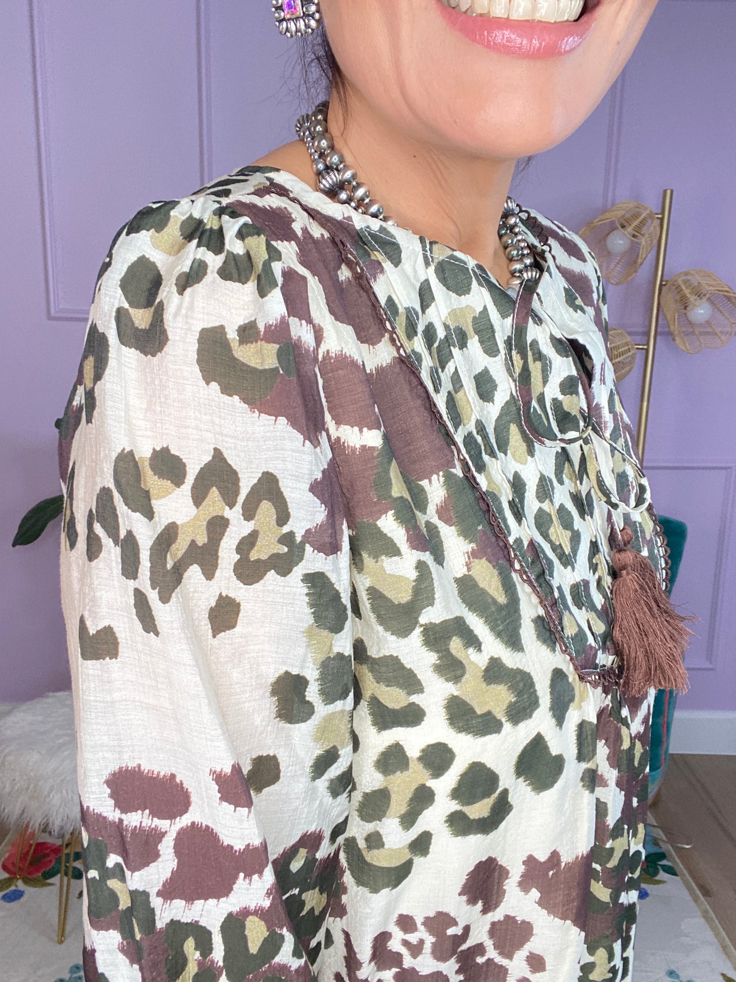 Leopard Print Long Sleeve Dress