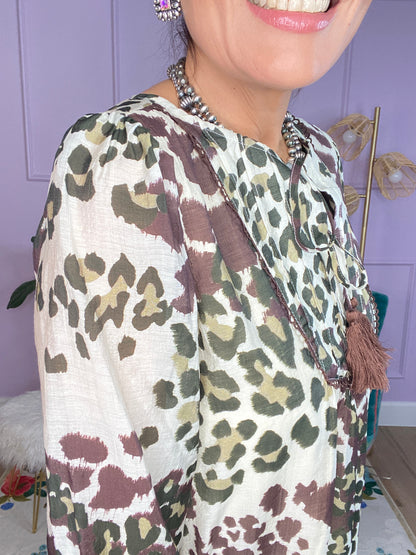 Leopard Print Long Sleeve Dress