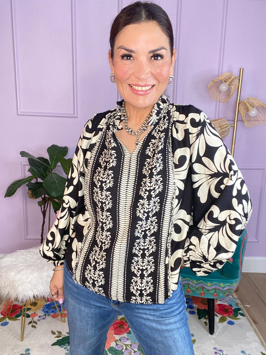 Printed Long Sleeve Blouse