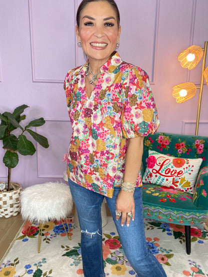MULTI FLORAL TOP