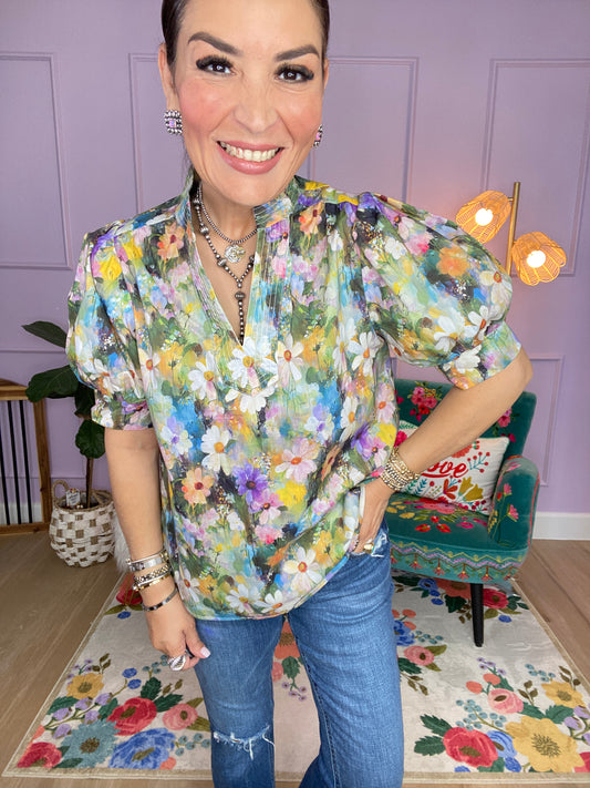 OLIVE FLORAL TOP