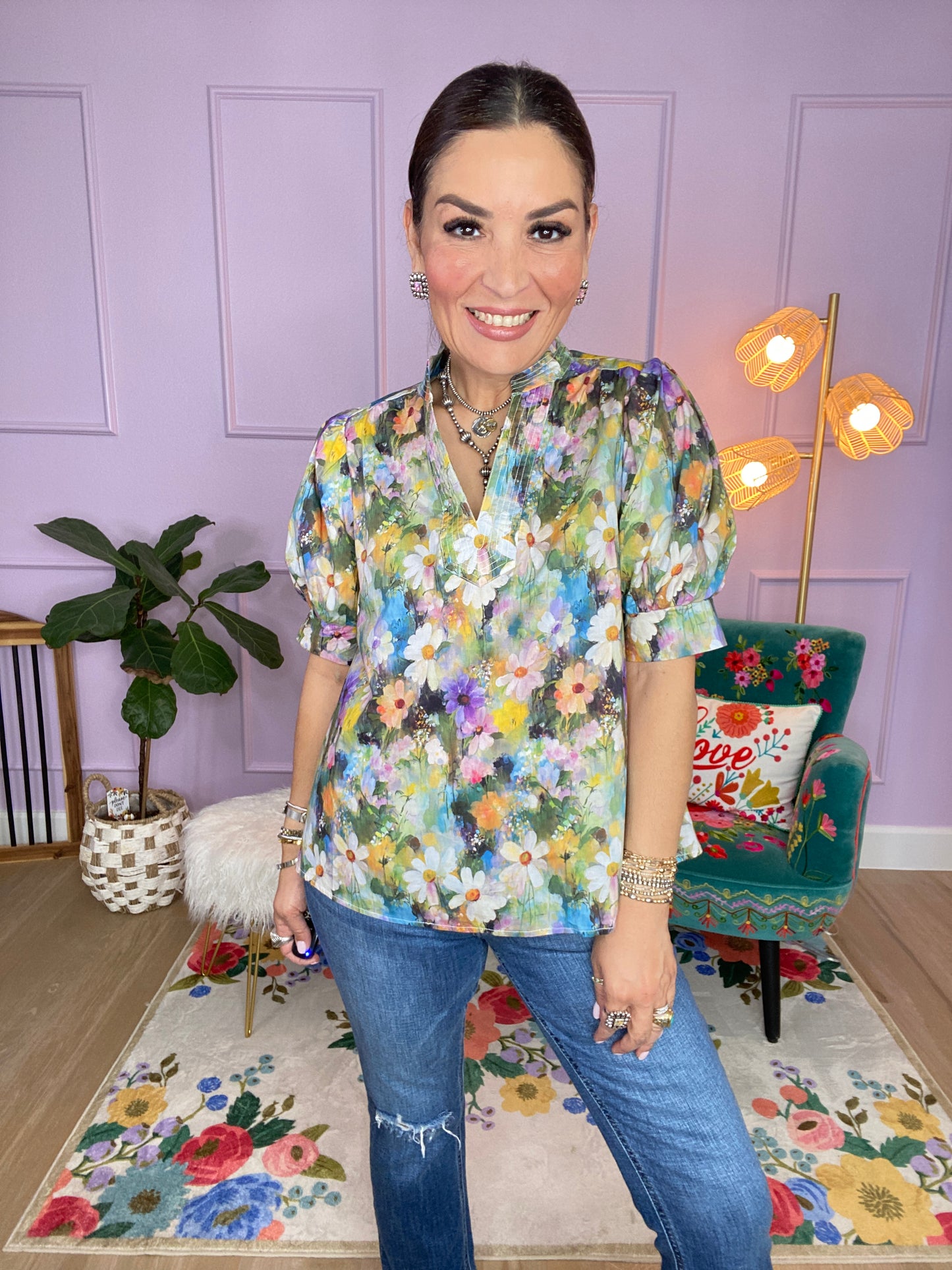OLIVE FLORAL TOP