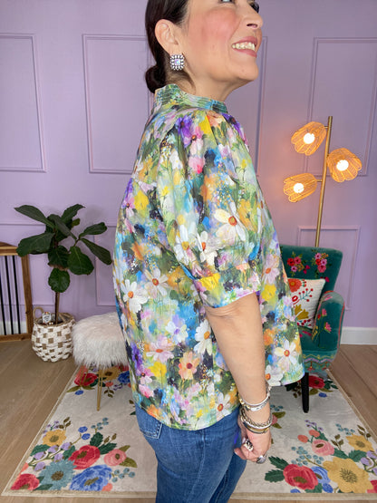 OLIVE FLORAL TOP