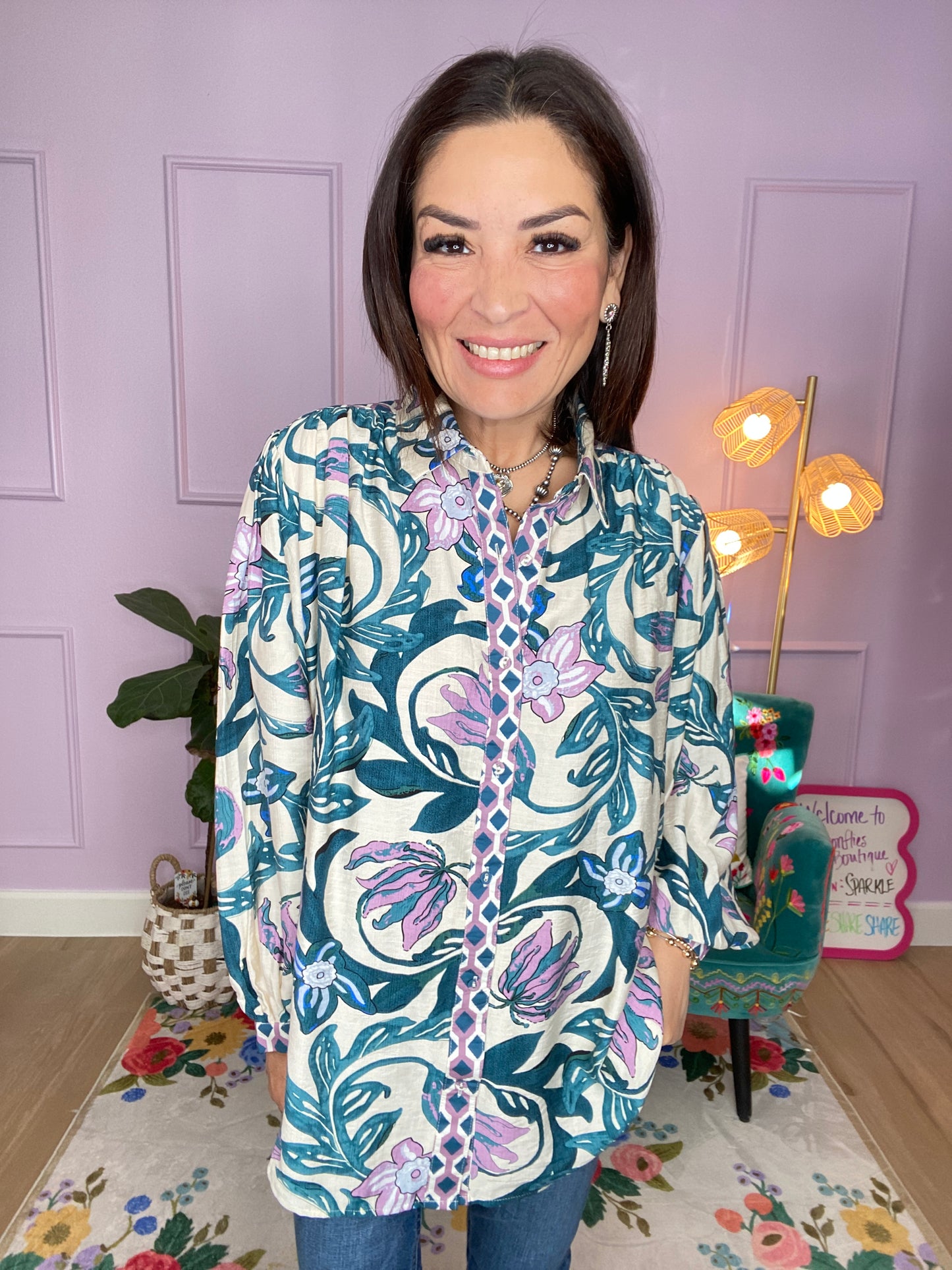 Garden Bloom Button Down Blouse