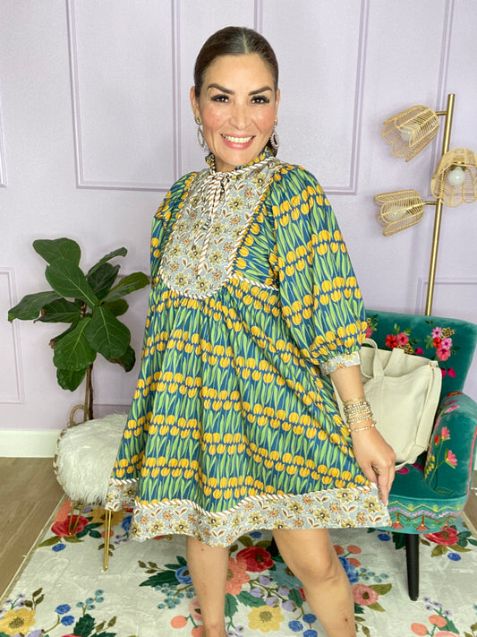 GREEN MIX DRESS
