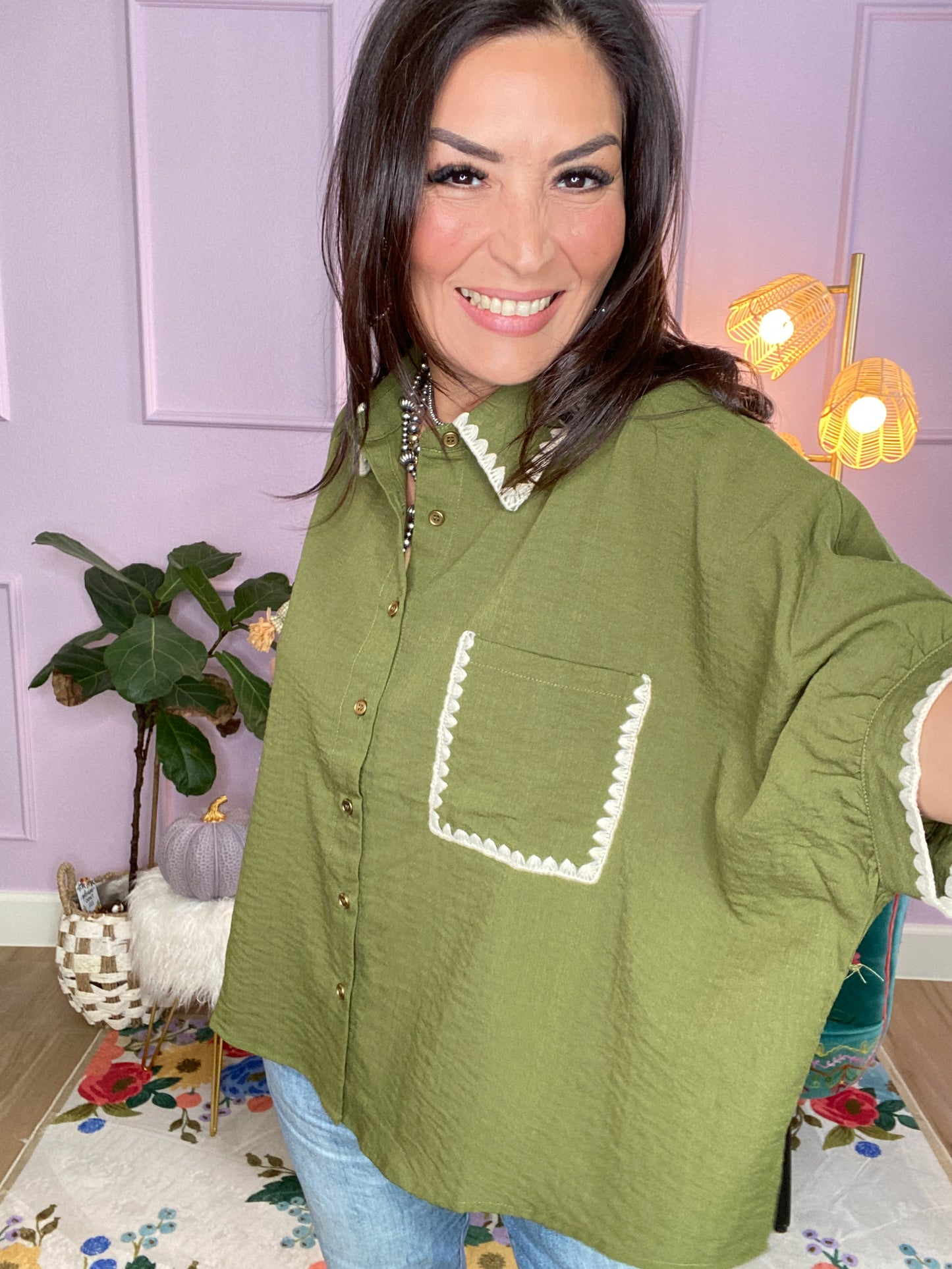 Effortless Olive Button-Down