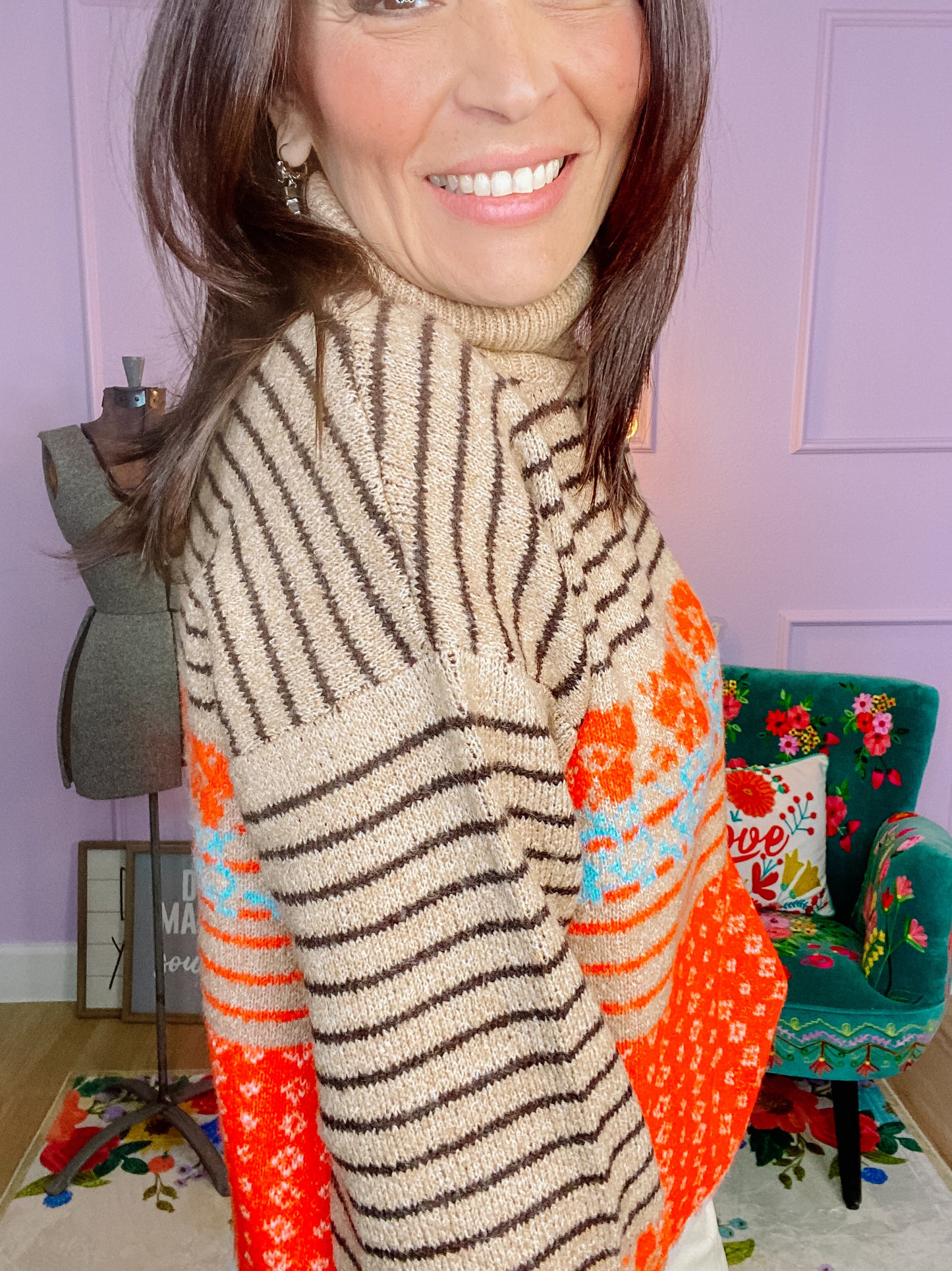 Multi-Patterned Knit Sweater