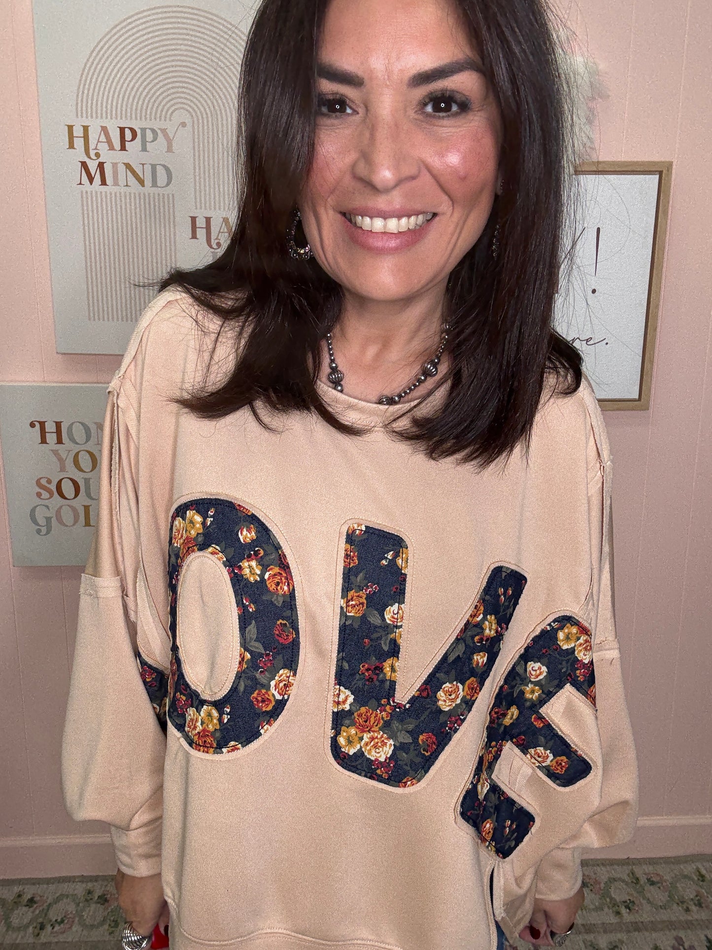 Floral Love Letter Patches French Terry Sweatshirt