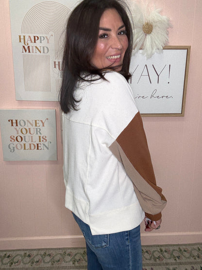 Textured Rib Flower Patchwork Top with Uneven Hem