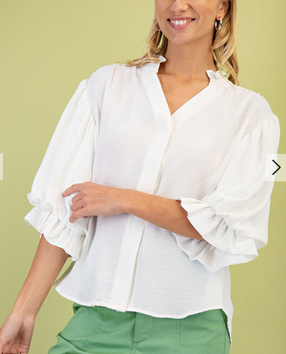 Gathered Balloon Sleeve Blouse