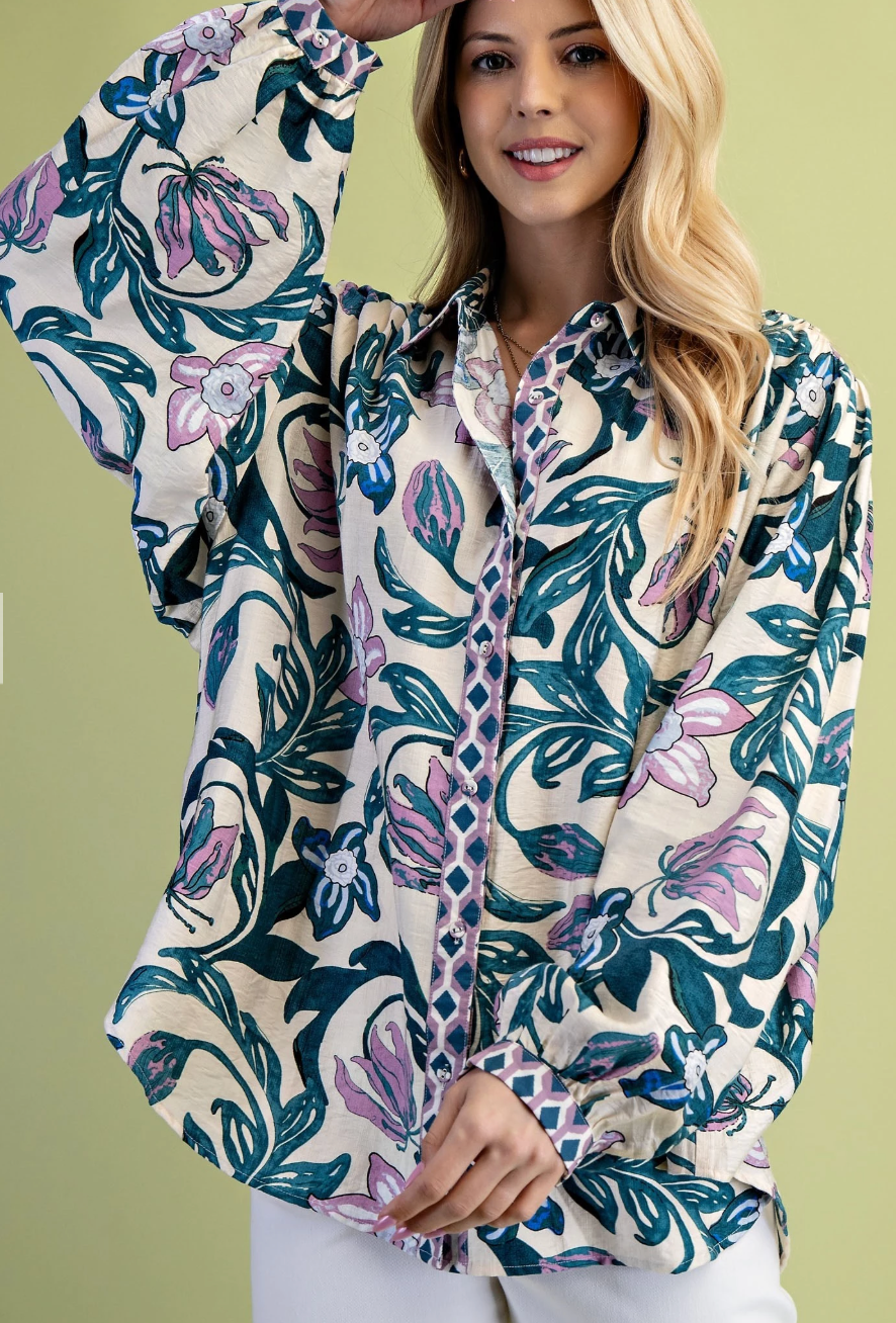 Garden Bloom Button Down Blouse