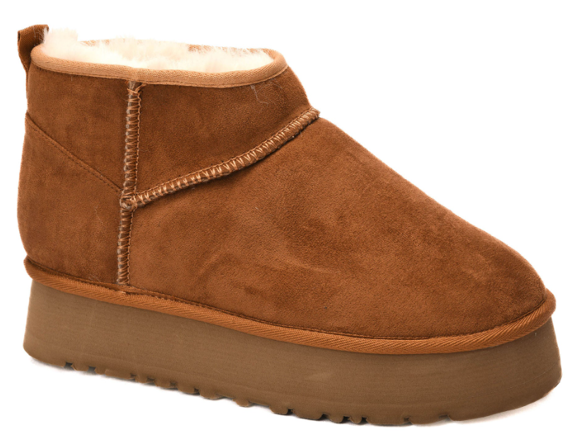 Corkys Room Service Booties in Tobacco Faux Suede