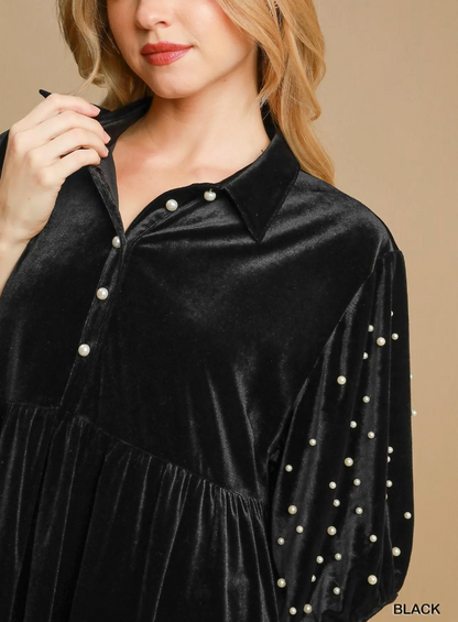 Black Velvet Tiered Tunic Top