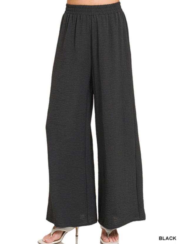Woven airflow elastic waistband pants