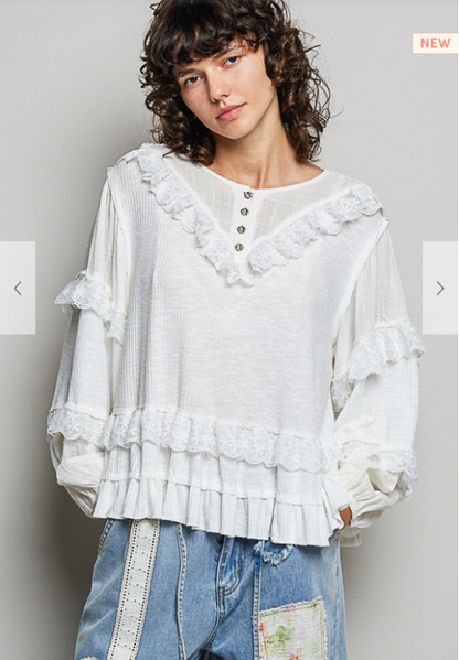 Lightweight ribbed knit blouse