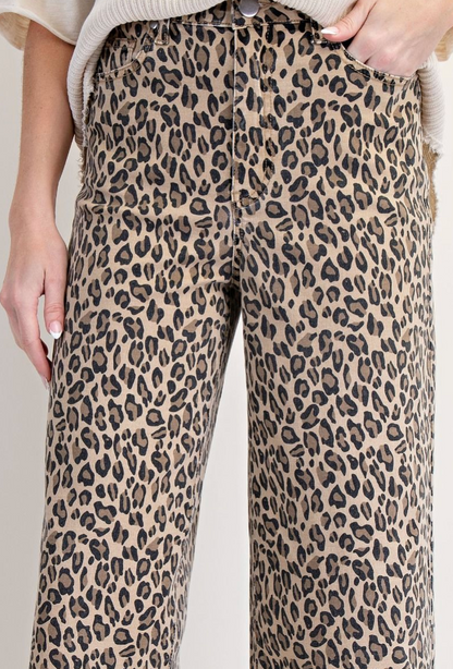 ANIMAL PRINT WASHED TWILL PANTS