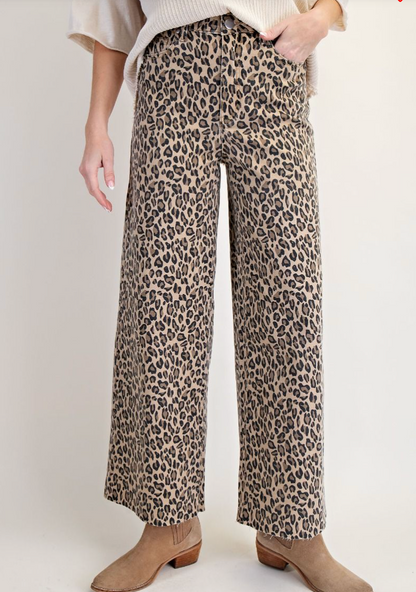 ANIMAL PRINT WASHED TWILL PANTS