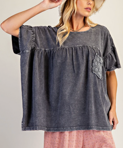 WASHED COTTON LOOSE FIT TOP