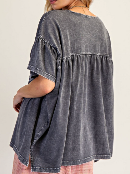 WASHED COTTON LOOSE FIT TOP