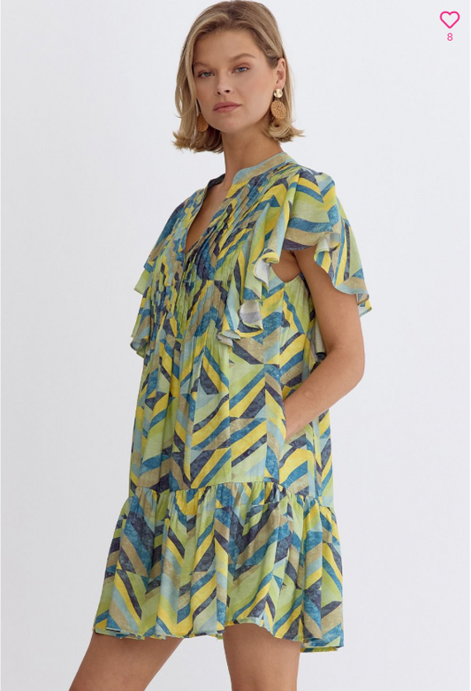 FLUTTER SLEEVE MINI DRESS