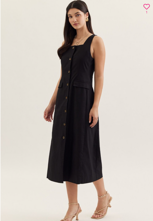SOLID SLEEVELESS BLACK DRESS