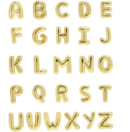 GOLD Bubble CZ Initial Slider Charm for Strap Bracelet (A-Z)