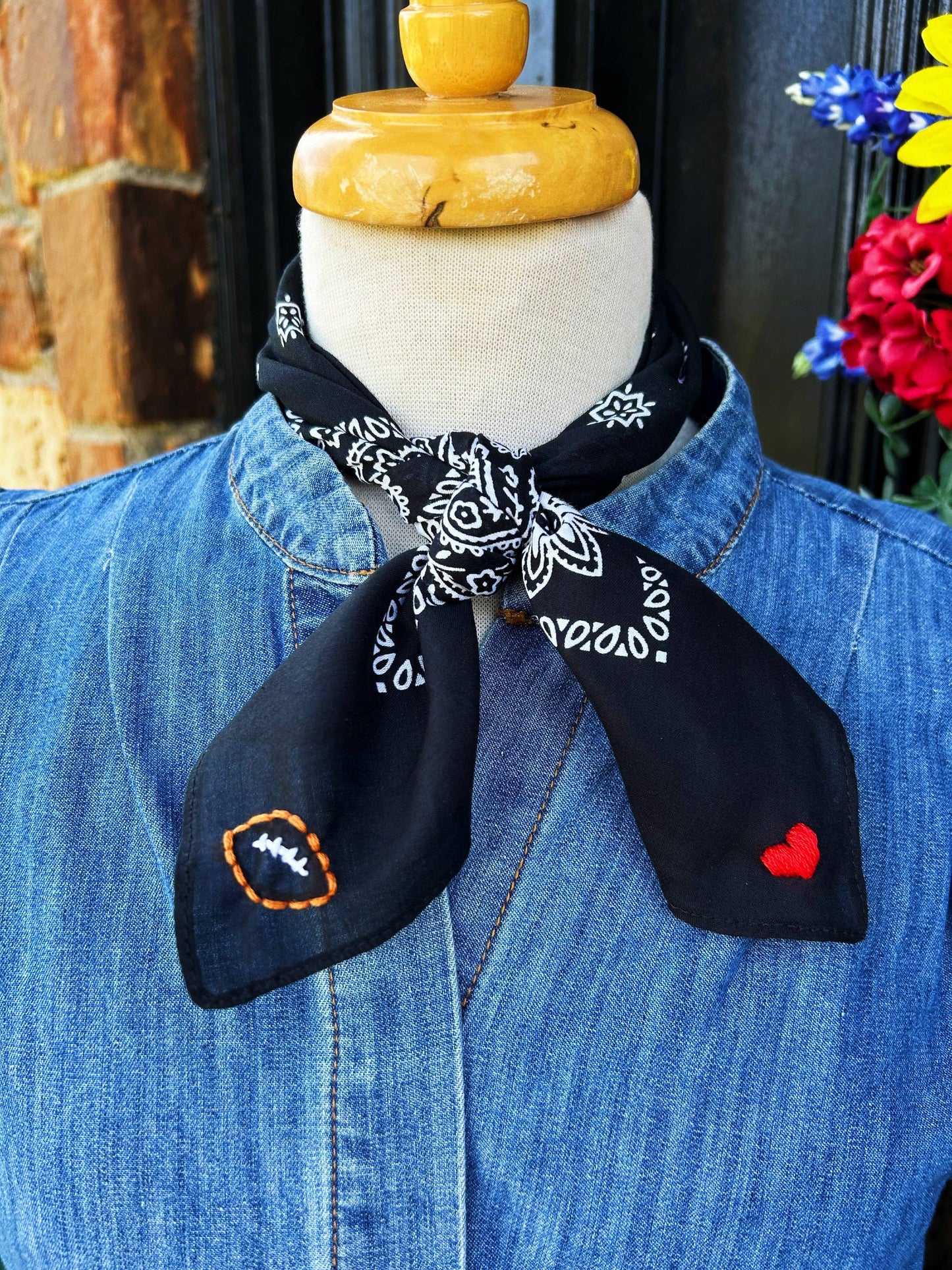 Embroidered Love Bandana