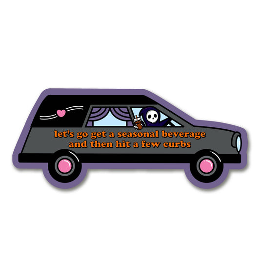 Bad Driver Grim Reaper Fall Hit The Curb Vinyl Sticker