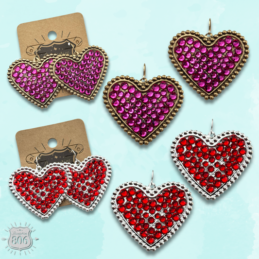 Sparkling rhinestone filled heart earring
