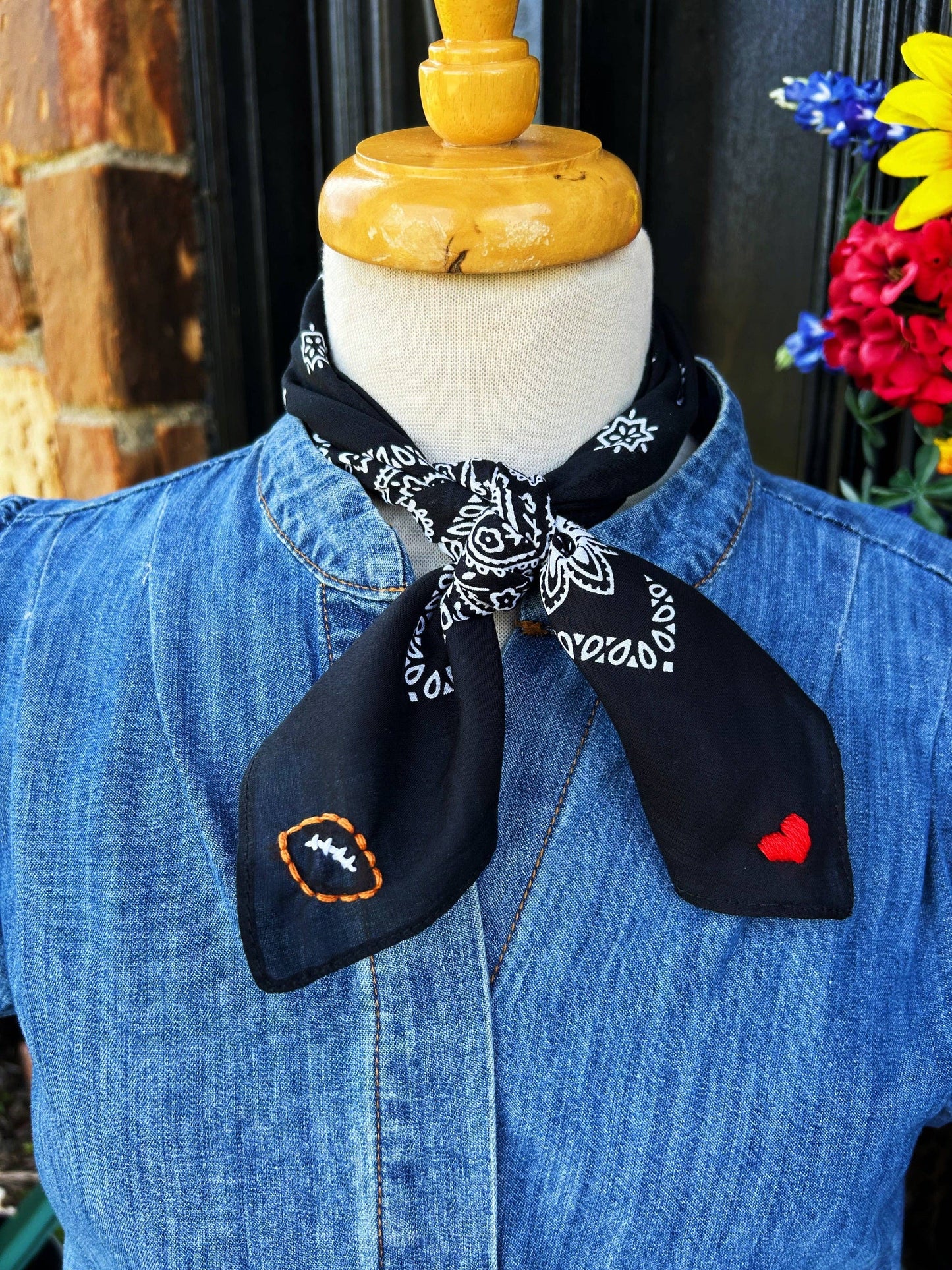 Embroidered Love Bandana