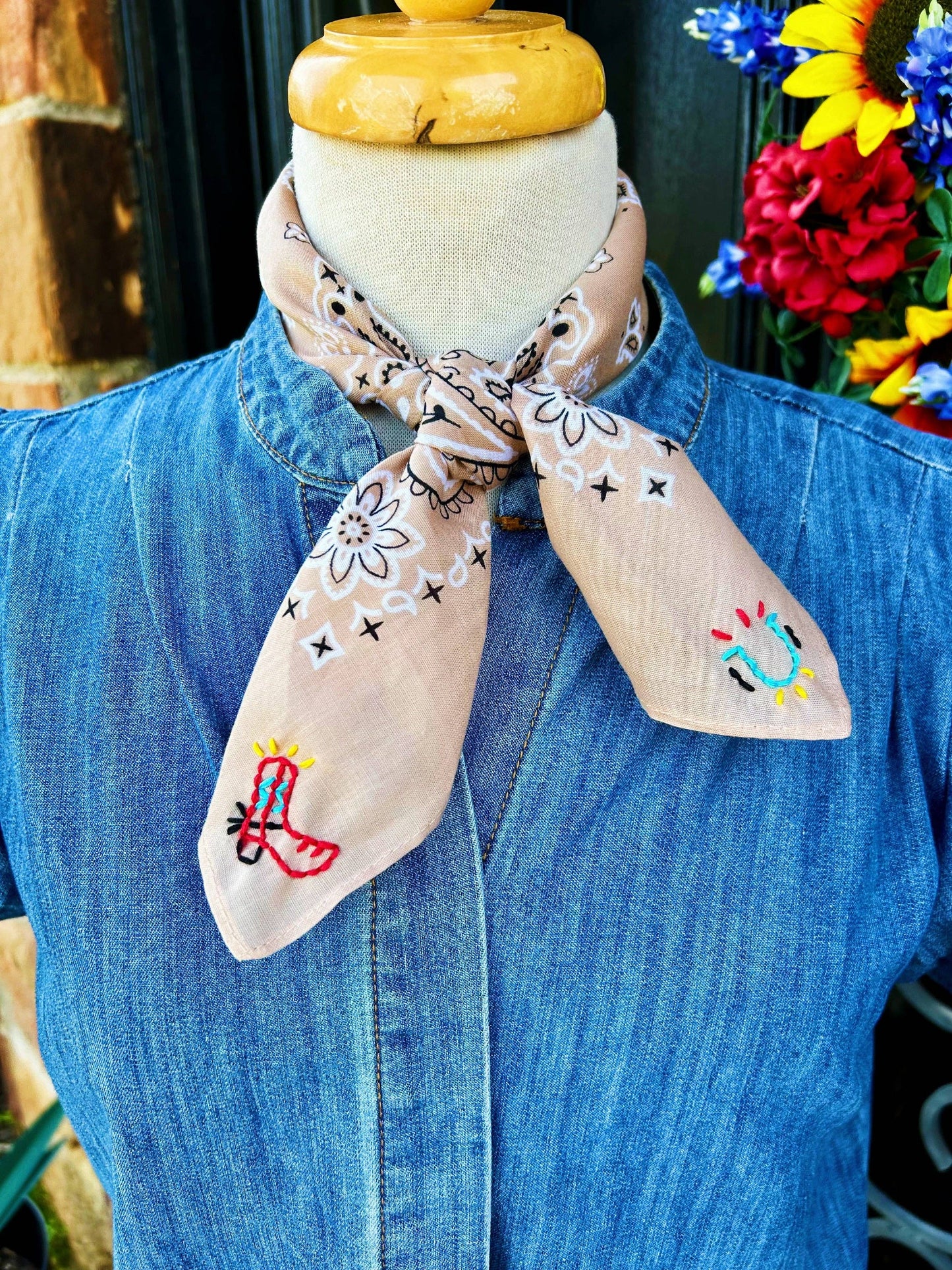 Embroidered Lucky Boots Bandana