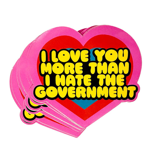 I Love You More Than I Hate The Government Vinyl Sticker