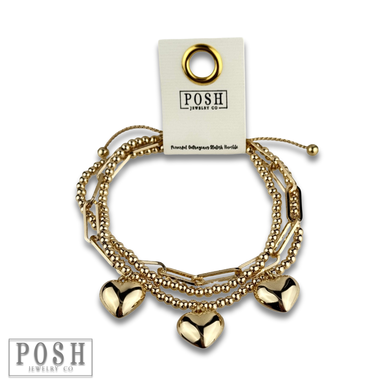 Heart charm slide bracelet