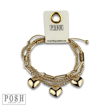 Heart charm slide bracelet