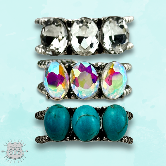 Stone oval bead ring