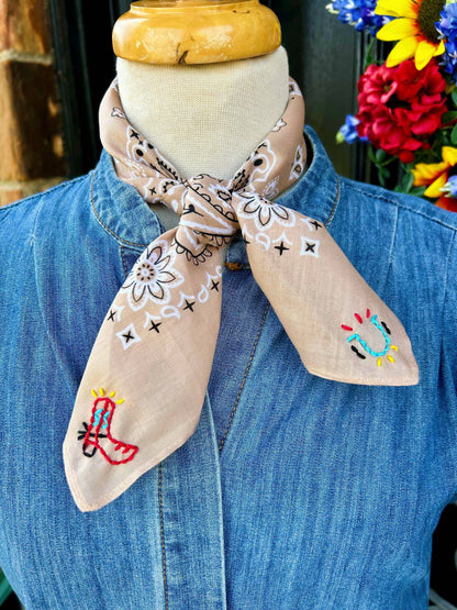 Embroidered Lucky Boots Bandana