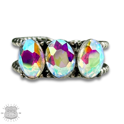 Stone oval bead ring