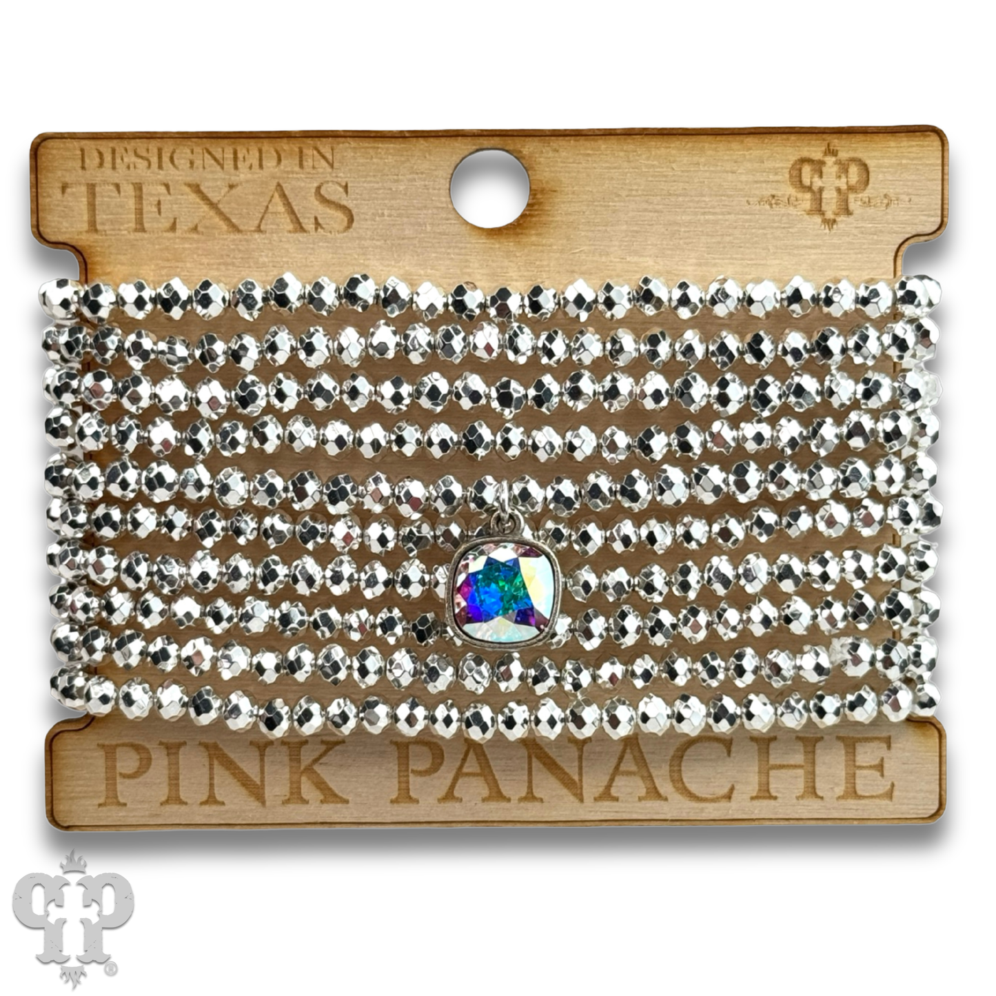 Metallic faceted bead bracelet with Austrian crystal