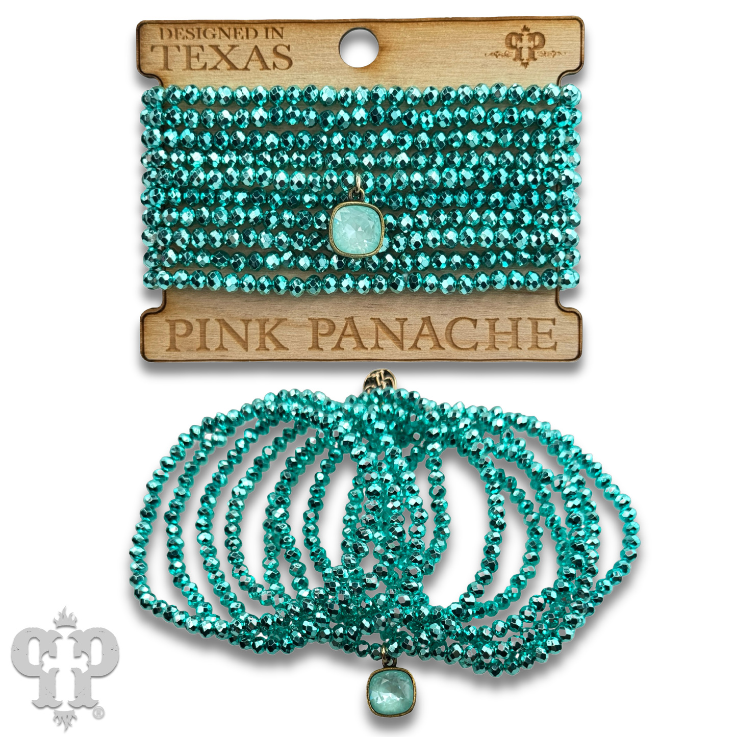 Metallic faceted bead bracelet with Austrian crystal