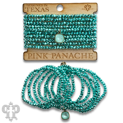 Metallic faceted bead bracelet with Austrian crystal