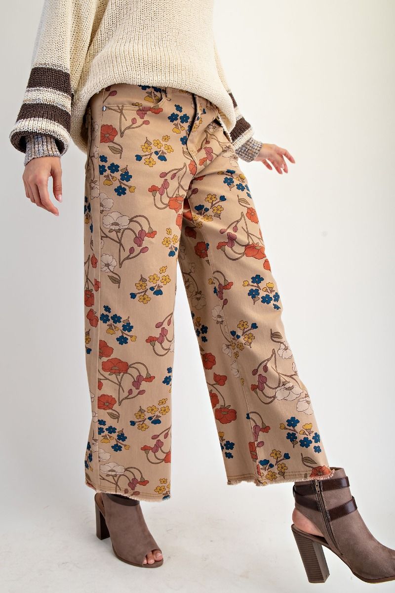 VINTAGE BLOSSOM WIDE-LEG PANTS