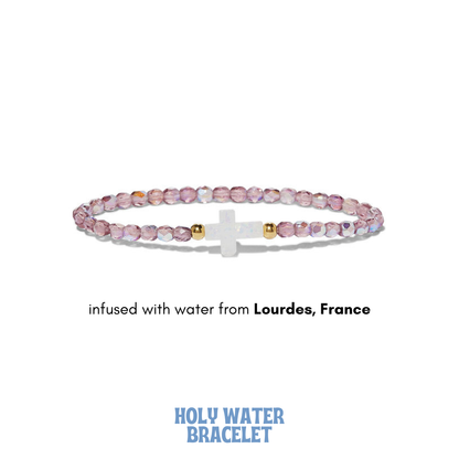 HOLY WATER BEADED AMETHYST AB CROSS BRACELET